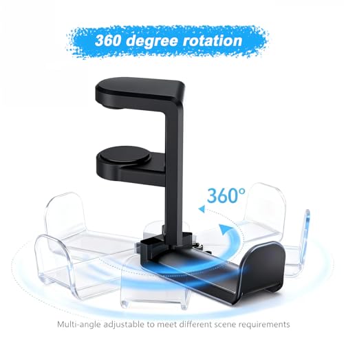 Universal Headphone Hook & Headset Holder, Black | 360° Swivel, Under Desk Hook, Cable Management Clip, Universal Fit - color: Black