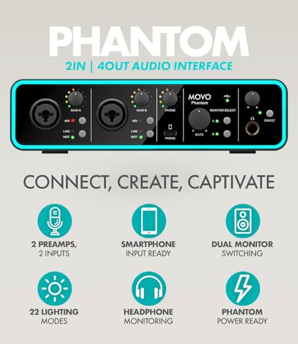 Movo Podcasting Equipment Bundle - Phantom USB Audio Interface, 2 CastMic XLR Dynamic Microphones, 2 Boom Arms and Headphones - Complete Studio Setup for Professional Podcasting and Streaming - style: with 2 Microphones, Boom Arms, Headphones