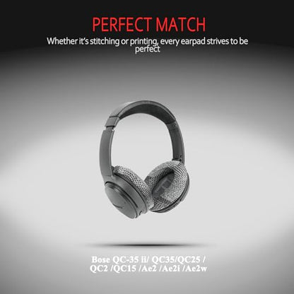 Instant-Chill Professional Bose Headphones Ear Pads, Fits Bose QuietComfort 35 ii /QC35 /QC25 /QC2 /QC15 /Ae2 /Ae2i /Ae2w /SoundTrue & SoundLink(Over-Ear), Cooling-Gel by Krone Kalpasmos – Grey Scrim - color: Cooling-Gel Grey