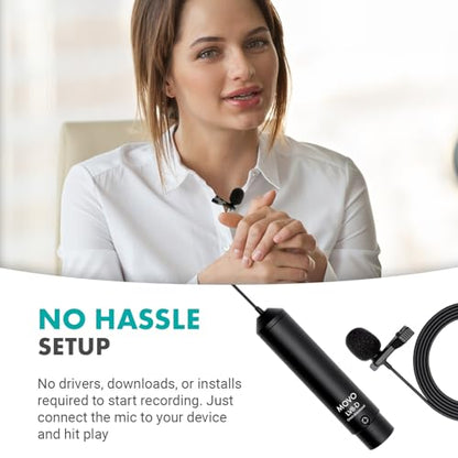 Movo LV8-D Broadcast-Quality XLR Lavalier Omni-Directional Wired Microphone with 12mm Mic Capsule for Accurate Voice Recording - Kit Includes Lapel Clip, Case and Windscreen