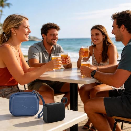 ANKHOH Hard Speaker Case for JBL Go 5/4/3 with Wrist Strap, Case Only - color: Blue