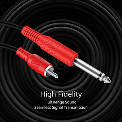 TNP Dual 1/4 Inch TS to Dual RCA Male Stereo Audio Patch Cable, 3 Feet | Dual 6.35mm Ts-To-Rca Interconnect Cord for Mixers, Amplifiers, Av Receivers, Speakers, Recording Gear, and Home Audio