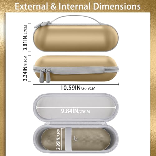 Aenllosi Hard Case for Beats Pill - Speaker Champagne Gold | EVA case construction, Water-resistant design, Dust-resistant design, Case only - color: Gold