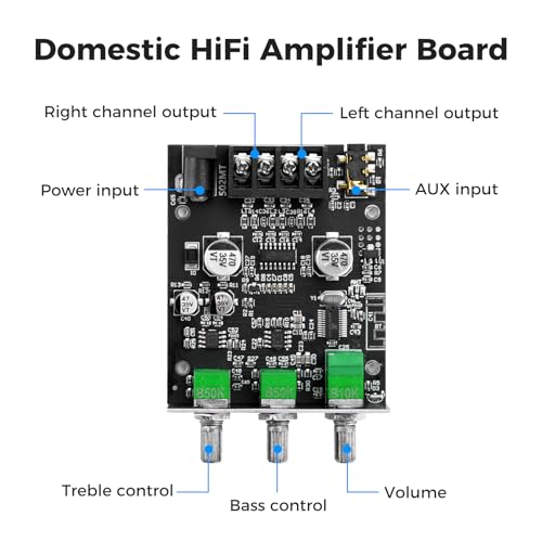 Daakro ZK-502MT Bluetooth Amplifier Board,50W+50W 2.0 Channel Amp Board with Treble and Bass Control,DC 9-24V, Bluetooth and AUX Inputs, Audio Amp Board for Home DIY Wireless Speakers, Password Free - color: ZK-502MT