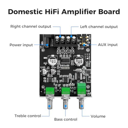 Daakro ZK-502MT Bluetooth Amplifier Board,50W+50W 2.0 Channel Amp Board with Treble and Bass Control,DC 9-24V, Bluetooth and AUX Inputs, Audio Amp Board for Home DIY Wireless Speakers, Password Free - color: ZK-502MT