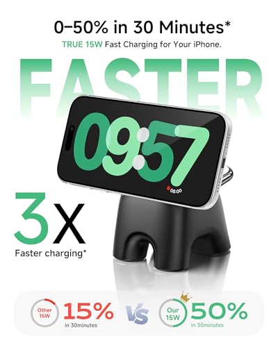 Magnetic Wireless Charging Station, Charger Stand for iPhone Apple Watch | 2026 2 in 1 Foldable Charger Stand 15W for iPhone 17 16 15 14 13 12 Pro Max, 5W for Apple Watch&Airpods, 30W Adapter included - color: Black