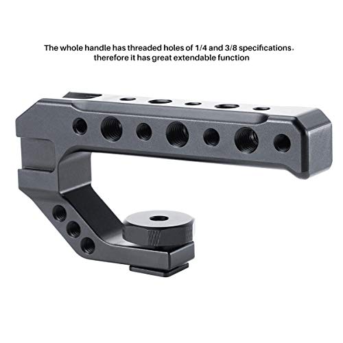 UURig R005 Camera Hot Shoe Top Handle Grip, Universal Video Stabilizing Rig W 3 Cold Shoe Adapters for Sony A7III to Mount Microphone, LED Light, Monitor, Easy Low Angle Shots Metal
