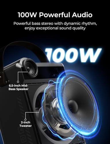 RIENOK 100W Portable Voice Amplifier with 2 Wireless Microphones S17