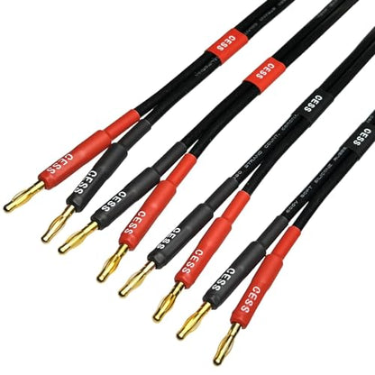 CNCESS CESS-037-2f Banana Plug Male to Male Speaker Cable 12 Gauge 680 Strand Count Silicone Soft Wire, 2 Cables (2 FEET) - size: 2 FEET