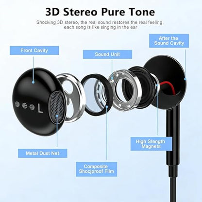 esbeecables USB C 헤드폰 유선, 마이크 및 리모컨 포함 타입 C 이어폰 2팩, 노이즈 캔슬링 인이어 이어버드, 아이폰 17/16/15 프로 맥스, 삼성 S25, 아이패드, 맥북, 픽셀과 호환 (블랙) - color: 블랙.