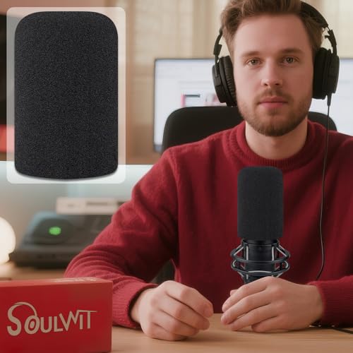 SOULWIT Pop Filter for HyperX QuadCast/QuadCast S/QuadCast 2S - Black | (Not Fit QuadCast 2), WindScreen for HyperX QuadCast/QuadCast S/QuadCast 2S Microphone
