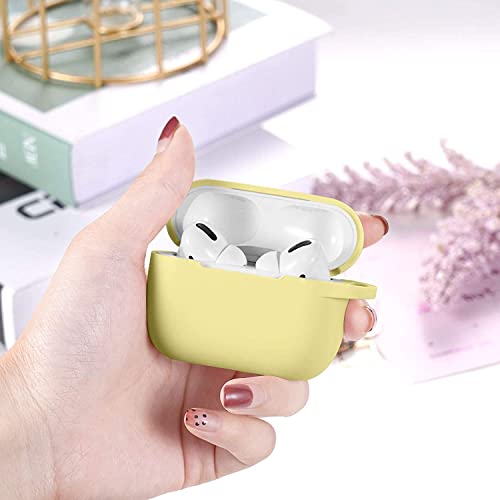 Lerobo for AirPods Pro 2 Case with Keychain, Cream Yellow | Silicone Protective Cover Compatible with Apple AirPod Pro 2nd/1st Case for Women Men, Scratchproof, Shockproof, Dustproof - color: Cream Yellow