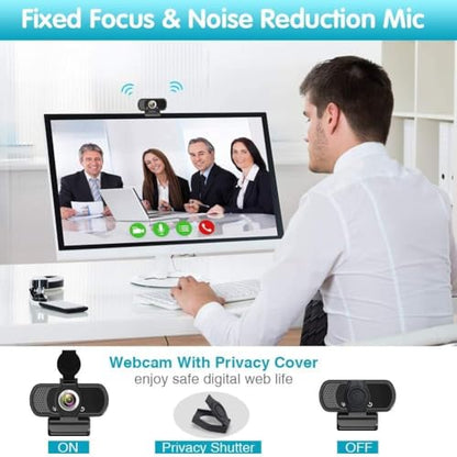 ZIQIAN 1080P Webcam with Microphone, USB Web HD Camera for PC, Laptop&Mac - color: Black