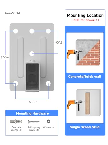 suptek Large Dual Side Clamping Bookshelf Speaker Wall Mounting Bracket for Large Surrounding Sound Speakers, Hold up to 55lbs White SPM201LW - size: Large--white