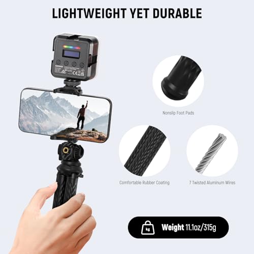 NEEWER Flexible Tripod with Remote, Mini Camera Phone Tripod Stand with Hidden Phone Holder&Action Camera Adapter Compatible with iPhone GoPro Hero13 12 11 10 DJI Insta360 Samsung for Vlogging, TP34 - style: TP34