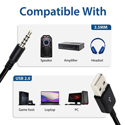 YACSEJAO USB to 3.5mm Audio Jack Coiled Cable, Male AUX to USB 2.0 Adapter Cord for MP3 Players, Headphones