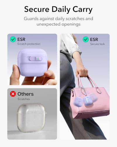 ESR for AirPods 4 Case, Compatible with MagSafe, Pulse Series, Purple | Compatible with AirPods 4 Generation Case (2024)(USB-C), Magnetic Lid Lock, Drop-Proof Protection Cover with Lanyard - color: Purple, size: AirPods 4 Case
