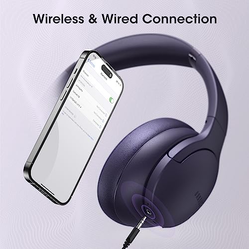 DOQAUS Bluetooth Headphones Over Ear, Headphones Wireless with 90H Playtime | 3 EQ Mode, Bluetooth 5.3 Wireless Headphones with Hifi Stereo Sound, ENC Mic, Foldable for Travel Work Study Phone PC, Purple - color: Purple