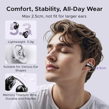 UGREEN HiTune S3 Open Ear Earbuds, Bluetooth 5.4, Clip on Earbuds, Black | Lightweight, Comfort, Wireless Headphones ENC Clear Calls, 30H Playtime, IPX5 Waterproof, for Driving Running Workout Cycling - color: Black