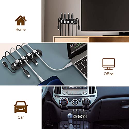 Dracool Magnetic Cable Holder 6 Slots Cable Clips Cable Management Wire Organizer Under Desk Self Adhesive Sticky for USB Cord Wall Nightstand Car Charging Power Office Home Wire Clips - Black