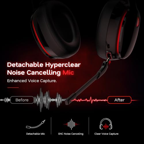 AOC 2.4GHz Wireless Gaming Headset for PS5, PS4, PC, Switch, 45Hr, BlackRed | Bluetooth 6.0 Gaming Headphones with Noise Canceling Mic, 7.1 Virtual Surround, Great for Fortnite & Call of Duty/FPS Gamers - color: Blackred