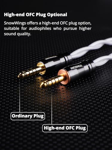NICEHCK SnowWings 3.5mm Single-Ended MMCX 7N OCC Gold Plated IEM Cable | MMCX connector terminal fits all mainstream MMCX interface in-ear monitors
