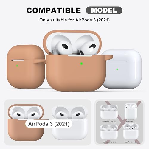 for AirPods 3 Case Silicone Cover, Milk Tea | Compatible with Apple AirPods 3rd Generation (2021) with Keychain & Cleaner Kit, Wireless Charging Compatible - color: I3-Milk Tea