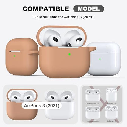 for AirPods 3 Case Silicone Cover, Milk Tea | Compatible with Apple AirPods 3rd Generation (2021) with Keychain & Cleaner Kit, Wireless Charging Compatible - color: I3-Milk Tea