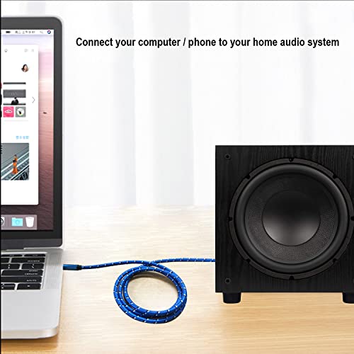 6.6ft Long 1/4 inch to 3.5mm Stereo Jack Cable, 6.35mm to 3.5mm Aduio Cable Adapter, 1/4 to 1/8 Male to Male Auxiliary Aux Cord, for Guitar, Cellphone, Laptop, Switch, Home Theater Devices (6.6ft) - size: 6.6ft
