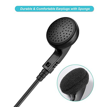 2-Pack 2-Way Radio Earpiece 3.5mm/2.5mm 2-Pin Compatible with Kenwood Bao F | Classic Walkie Headset with Mic, Two-Way Radios with PTT for Bao Feng