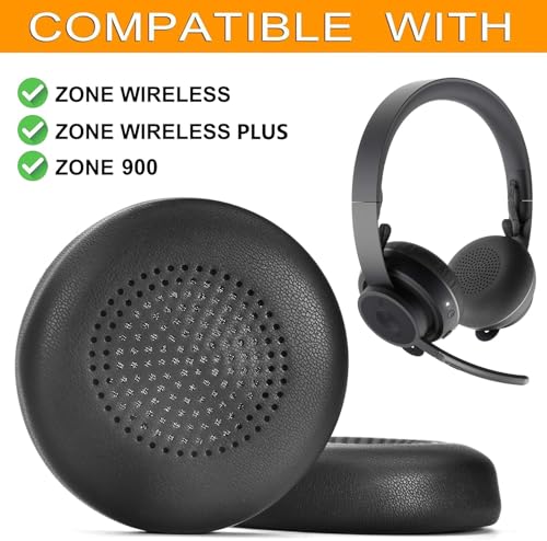 Defean Earpads for Logitech Zone Wireless/Wireless Plus/900 Headset | (Do Not fit Zone Wired/750/Wireless 2) Replacement Ear Cushions With Softer Leather,High-Density Noise Cancelling Foam