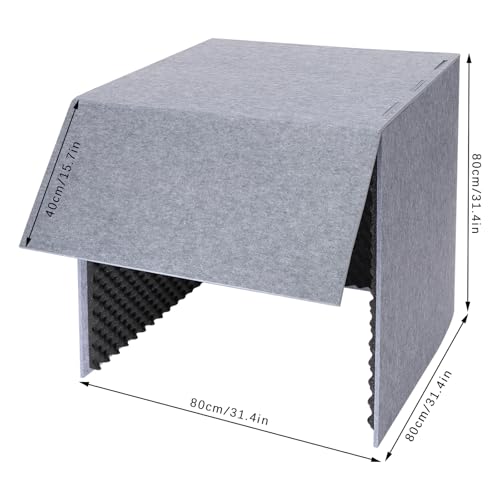 Desktop Soundproof Cover, 80x80cm Portable Vocal Isolation Booth with Acoustic Foam, Microphone Isolation Booth Cube, Noise Reducing Shield for Microphone, Streaming, and Office Privacy (Black) - color: Black