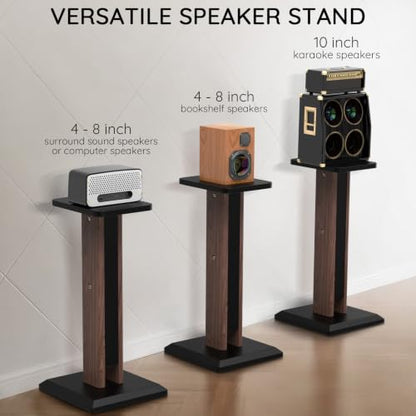 Wood Speaker Stands Pair, 25'' to 34'' Height Adjustable Speaker Stands - color: Wood, size: 25''to 34''