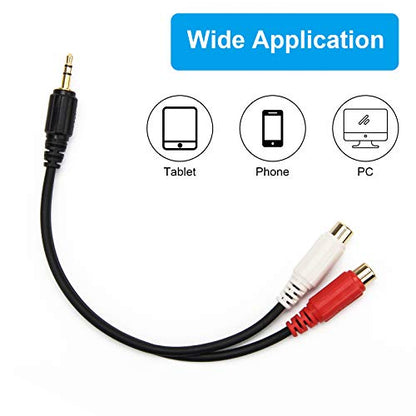 AHIER 3.5mm Male to RCA 2 Female Adapter Audio, Gold 1/8 Stereo Mini Jack | 20cm, Adapter