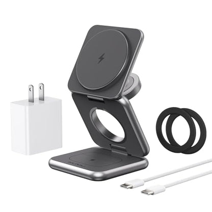 KU XIU 3 in 1 Charging Station for Samsung Phone Watch Buds | Aluminum Alloy Foldable Wireless Charger for Samsung Galaxy S26 S25 Ultra/Galaxy Buds, for Galaxy Watch Ultra 8 7 6 5 4 - color: Grey 1