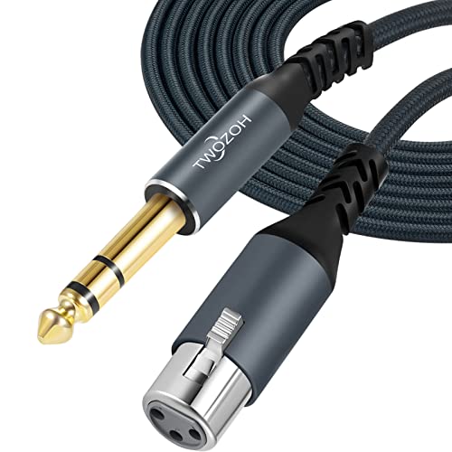 Twozoh XLR Female to 1/4 TRS Cable 6.6FT, Braided 6.35mm Stereo Jack Balanced to 3pin XLR Microphone Cable - color: 1/4 to XLR Female, size: 6.6FT