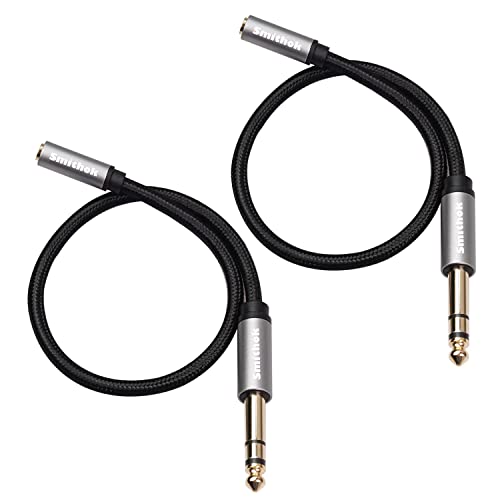 Smithok 2 Pack, 1/4 inch to 3.5mm Headphone Adapter TRS 6.35mm 1/4 inch Male to 3.5mm 1/8 inch Female Stereo Jack Audio Adapter for Amplifiers, Guitar, Keyboard Piano, Headphones - 12inch/30CM - style: 3.5female to 6.35male