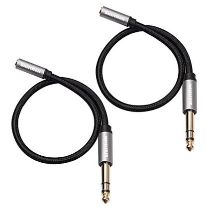Smithok 2 Pack, 1/4 inch to 3.5mm Headphone Adapter TRS 6.35mm 1/4 inch Male to 3.5mm 1/8 inch Female Stereo Jack Audio Adapter for Amplifiers, Guitar, Keyboard Piano, Headphones - 12inch/30CM - style: 3.5female to 6.35male