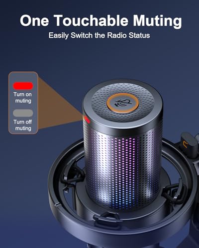 COMICA Ejoy Uni(D) USB Gaming Microphone with Noise Reduction, RGB Lights - color: Black