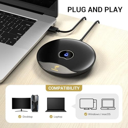 TONOR USB Conference Microphone, 360° Omnidirectional PC Computer Condenser Mic with Mute Button for Online Meeting/Class, Zoom Call, Skype Chatting, Plug & Play (TM20)