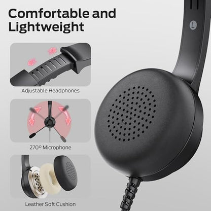 Monster Voicelink 100 Wired Headset for PC/Laptop, Wired Headphones with Noise Cancelling Microphone,USB Connection Plug and Play,Call Control, Computer Headset Use for Office and Work from Home