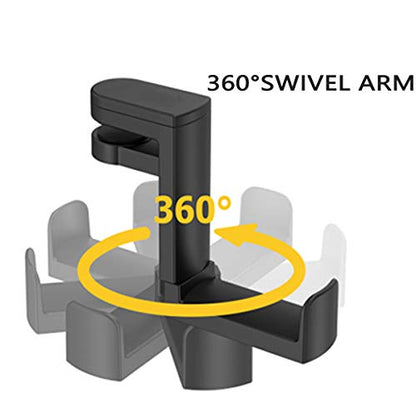 HDW Headphone Stand Holder Mount,Gaming Headset Hanger with Earphone Cable Clip Organizer,Under Desk Headphones Hook with Adjustable 360 Degree Rotation Clamp Black