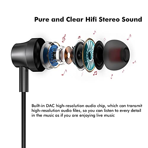 ACAGET USB C Headphones, USB Type C Earphones for Galaxy S24 S23 FE S22 Ultra iPhone 15 Pro Max Headset with Mic Wired Earbuds Noise Cancelling Headphone for Samsung S21 S20 A54 A53 Z Fold Flip Black