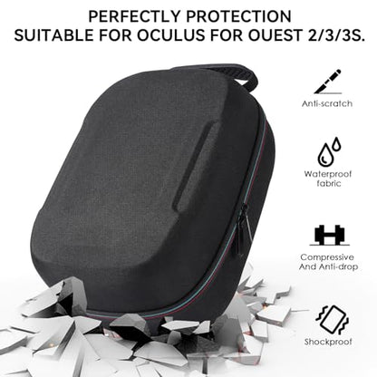 Hard Carrying Case Compatible with Meta Quest 3S/Quest 3/Oculus Quest 2/VP/Pico4,Compatible with VR Headsetible with Battery Elite Strap,Controllers and Other Accessories,Hard Shell Case-Black - color: Black