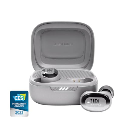 JBL Live Free 2 TWS - Noise Cancelling Earbuds - Silver | JBL Signature Sound, True Adaptive Noise Cancelling with Smart Ambient, 35 728 hours of playback with wireless charging - color: Silver