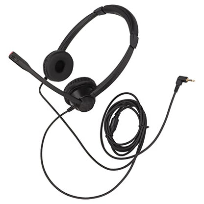 2.5mm Office Headset Dual Ear Telephone Headphone with Noise Cancelling Microphone for Phone Sales Hospitals Banks, Binaural Business Call Center Headset Compatible with 2.5mm Jack