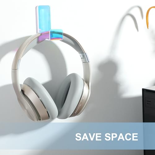 Weewooday 4 Pieces Headphone Hanger Headset Stand Holder, Colorful | Adhesive Wall Mount Headphone Hook under Desk Acrylic Gaming Earphones Hanger for Earphone Controller - color: Colorful