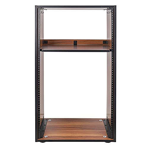 Sound Town DIY 20U Studio Rack with Furniture Grade Walnut Laminate, Rubber Feet, Casters (SDRK-20WN) - size: 20U w/ Casters