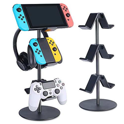 Controller Stand 3 Tier,Headphone Holder, Multi Adjustable Game Controller Headset Hanger for All Universal Gaming PC Accessories, Xbox PS4 PS5 Nintendo Switch(Smart Black) - color: Smart Black