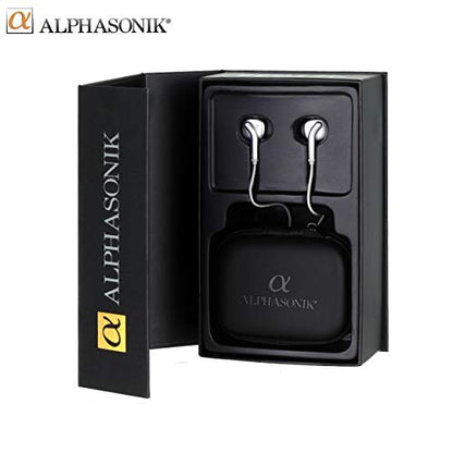 Alphasonik Premium In Ear Alpha Bass Noise Isolating Headset Earphones/Earbuds/Headphones with Stereo Microphone & Remote Control Made for Apple iPhone iPad iPod Samsung Galaxy Android Smartphones - style: Silver